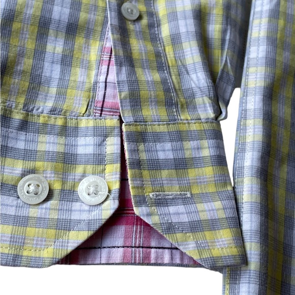 Ben Sherman Long Sleeve Button Down Shirt, Gray Yellow, Mens L - Picture 6 of 13